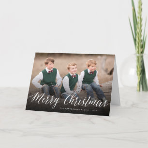Cartão De Festividades Merry Christmas Simple Script Modern Classic Photo