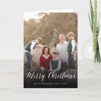 Cartão De Festividades Merry Christmas Simple Script Modern Classic Photo