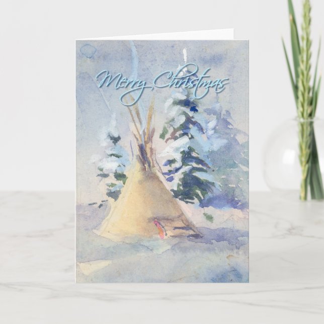 Cartão De Festividades MERRY CHRISTMAS SNOW TIPI by SHARON SHARPE (Frente)