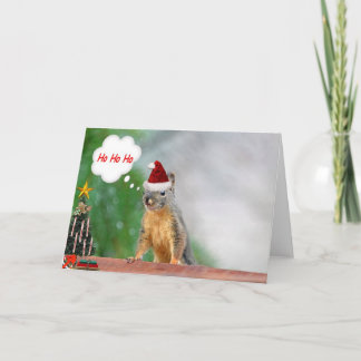 Cartão De Festividades Merry Christmas Squirrel Saying Ho Ho Ho!
