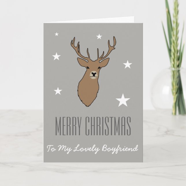Cartão De Festividades Merry Christmas To My Lovely Boyfriend Card (Frente)