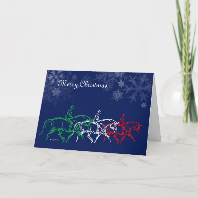 Cartão De Festividades Merry Christmas Trotting x3 Card (Frente)