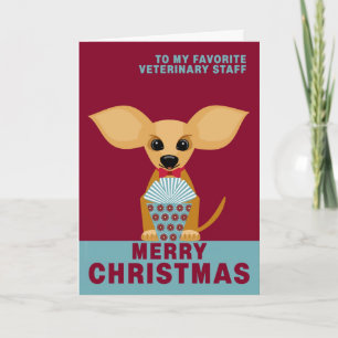 Cartão De Festividades Merry Christmas Veterinary Staff Cute Chihuahua