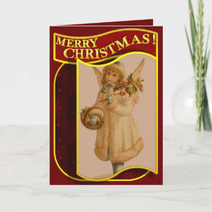 Cartão De Festividades Merry Christmas Vintage Angel Christmas Card