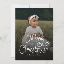 Cartão De Festividades Merry Christmas Whimsical Script Baby Photo