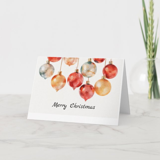 Cartão De Festividades Merry Christmas With Christmas Ornaments (Frente)