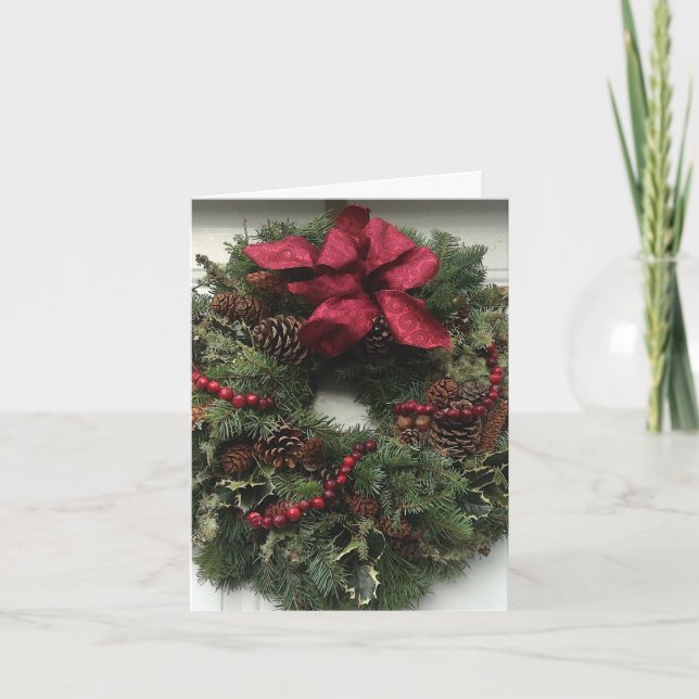 Cartão De Festividades Merry Christmas Wreath (Frente)