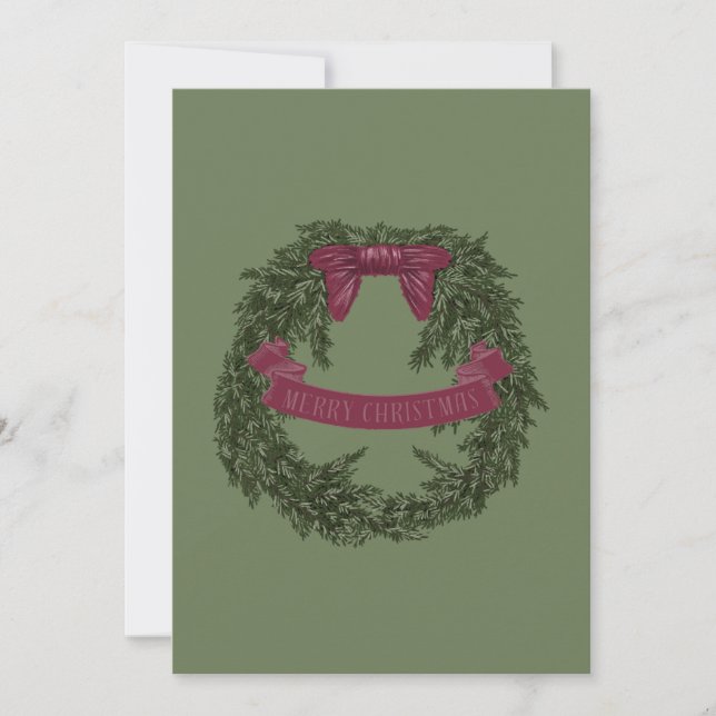 Cartão De Festividades Merry Christmas Wreath Card (Frente)