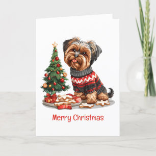 Cartão De Festividades Merry Christmas Yorkshire Terrier Dogs