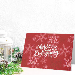 Cartão De Festividades Merry Everything Calligraphy Red Snowflake