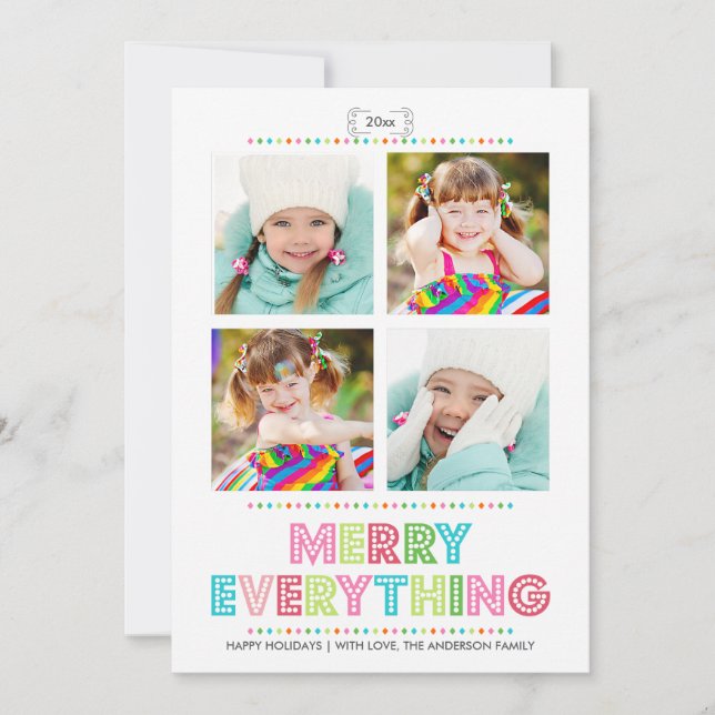 Cartão De Festividades Merry Everything Collage Photo Holidays Card (Frente)
