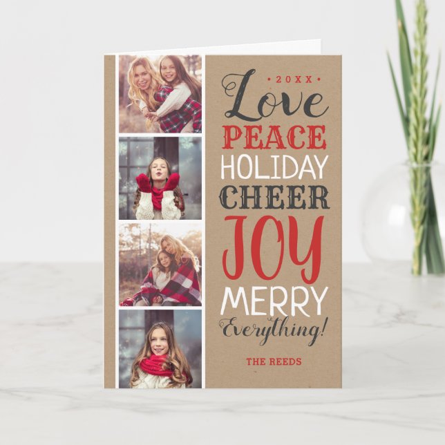 Cartão De Festividades Merry Everything Photo Collage Holiday Card (Frente)