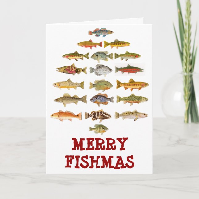 Cartão De Festividades Merry Fishmas (Frente)