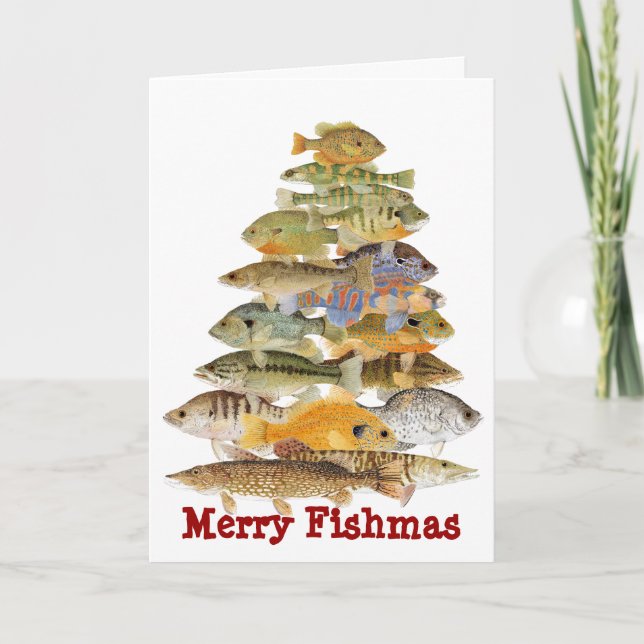 Cartão De Festividades Merry Fishmas- Freashwater Fish Christmas Tree (Frente)