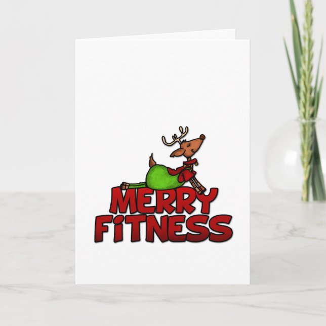 Cartão De Festividades Merry Fitness - Yoga - Reindeer in Cobra Posture (Frente)