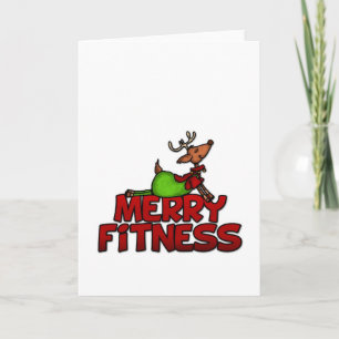 Cartão De Festividades Merry Fitness - Yoga - Reindeer in Cobra Posture