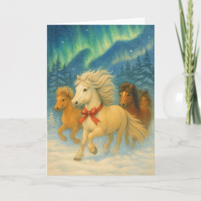 Cartão De Festividades Merry Icelandic Horses - Holiday Card (Frente)