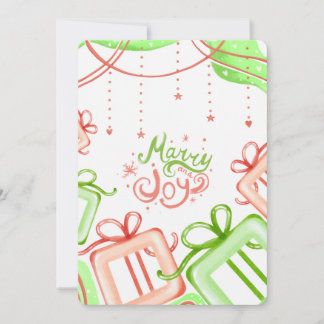Cartão De Festividades Merry Joy Christmas Greetings with Gifts Design