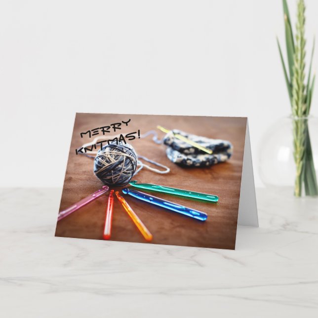 Cartão De Festividades Merry Knitmas card (Frente)