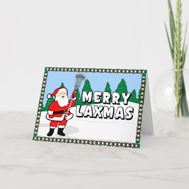 Cartão De Festividades Merry Laxmas Lacrosse Cards! (Frente)