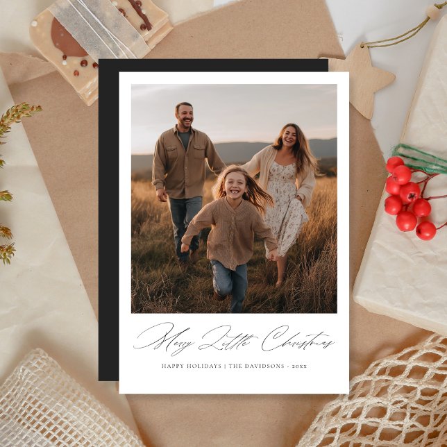 Cartão De Festividades Merry Little Christmas Dark Muted Photo Card (Criador carregado)