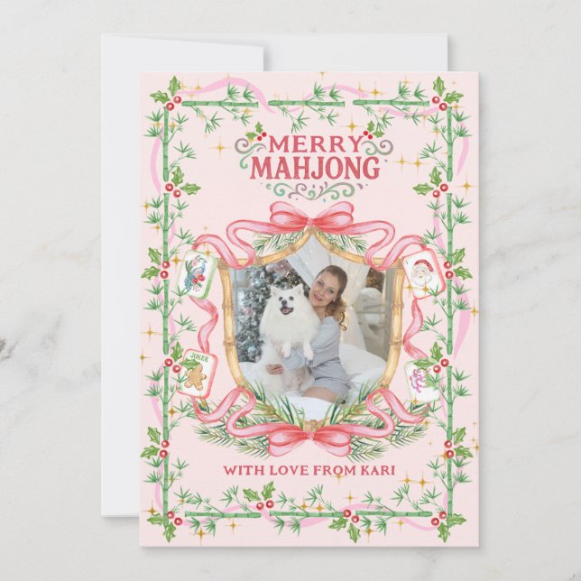 Cartão De Festividades Merry Mahjong Photo Holiday Card (Frente)