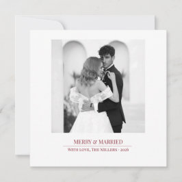 Cartão De Festividades Merry & Married - Personalized Newlywed Christmas