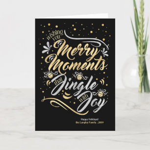 Cartão De Festividades Merry Moments Jingle com Alegria Dourado Prata Per