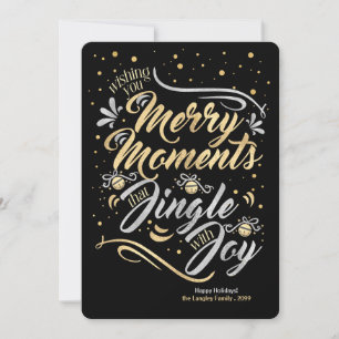 Cartão De Festividades Merry Moments Jingle com Alegria Dourado Prata Per