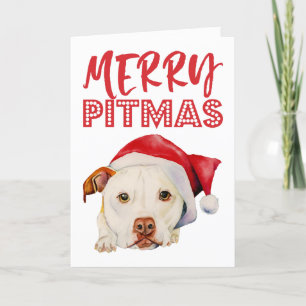 Cartão De Festividades Merry Pitmas Funny Santa Pit Bull Dog