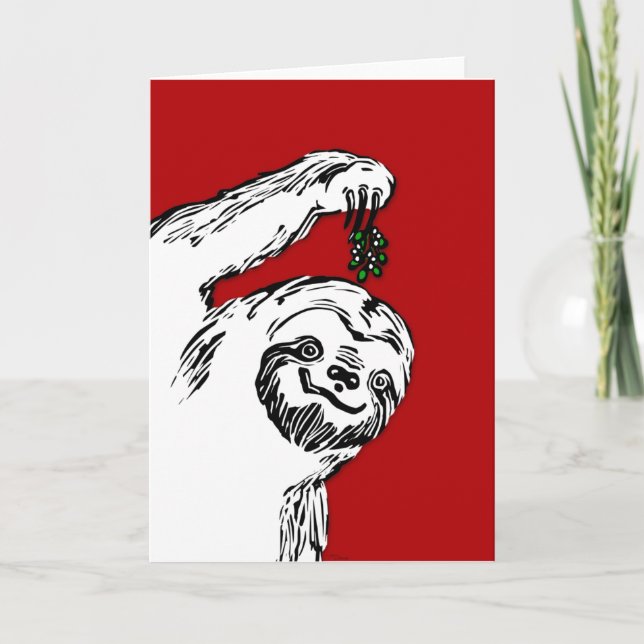 Cartão De Festividades Merry Slothmas!  It's a blank card. For Slothmas. (Frente)