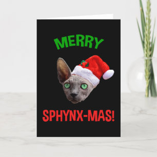 Cartão De Festividades Merry Sphynx-Mas Funny Christmas Sphynx Cat Lover