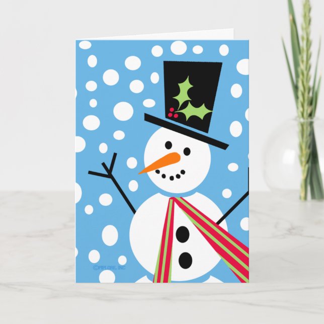 Cartão De Festividades Merry Top Hat Snowman Greeting Card (Frente)