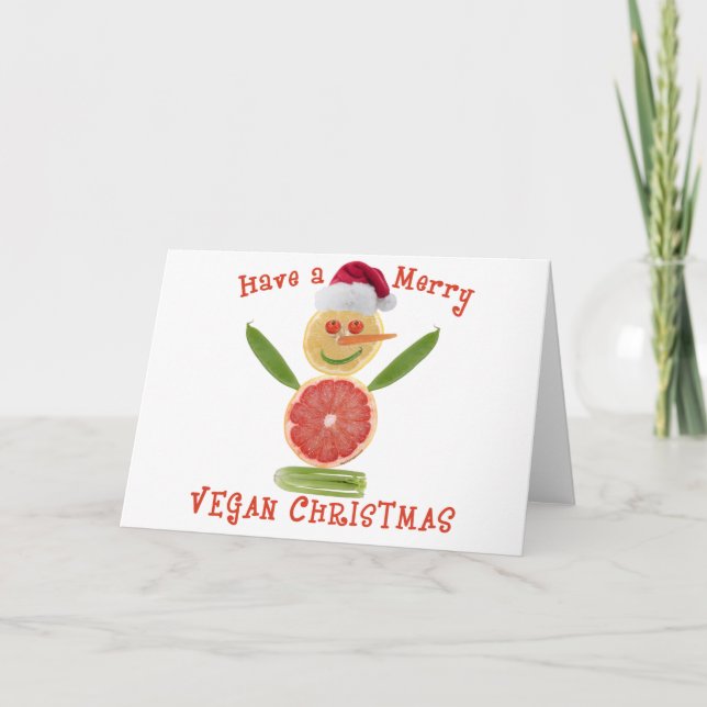 Cartão De Festividades Merry Vegan Christmas (Frente)