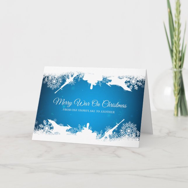 Cartão De Festividades Merry War On Christmas, Snowflake (Frente)