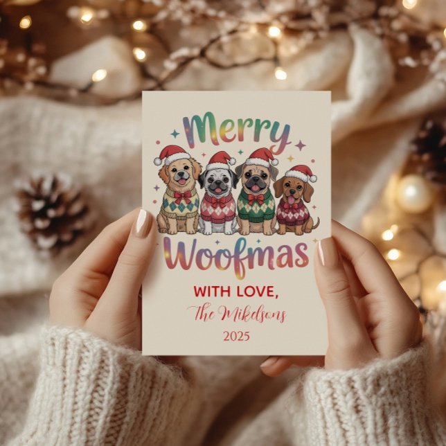 Cartão De Festividades Merry Woofmas Dog Christmas (Criador carregado)