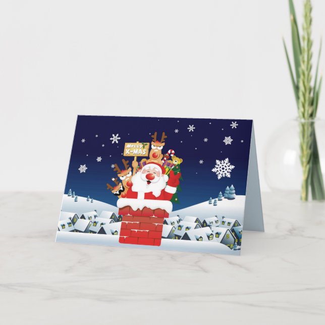 Cartão De Festividades Merry Xmas Da Tripulação Dos Papais noeis (Frente)