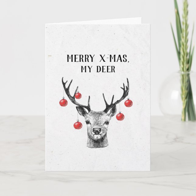 Cartão De Festividades Merry xmas my deer pun Christmas (Frente)