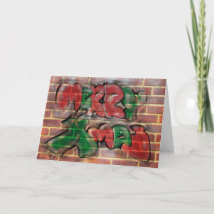 Cartão De Festividades Merry Xmas Red Green Graffiti