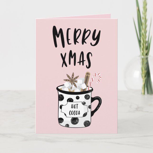 Cartão De Festividades Merry Xmas with hot cocoa (Frente)