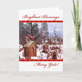 Cartão De Festividades Merry Yule Blessings Winter Cardinal Card