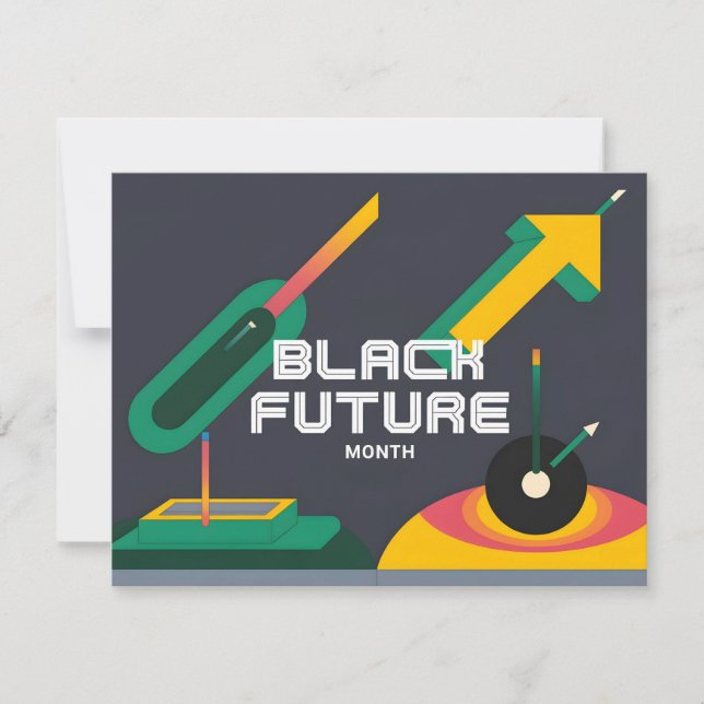 Cartão De Festividades Mês do Futuro Negro - Progresso Geométrico Negrito (Frente)