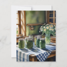 Cartão De Festividades Mesa da Cozinha de Fazenda de Aquarela com Feijões
