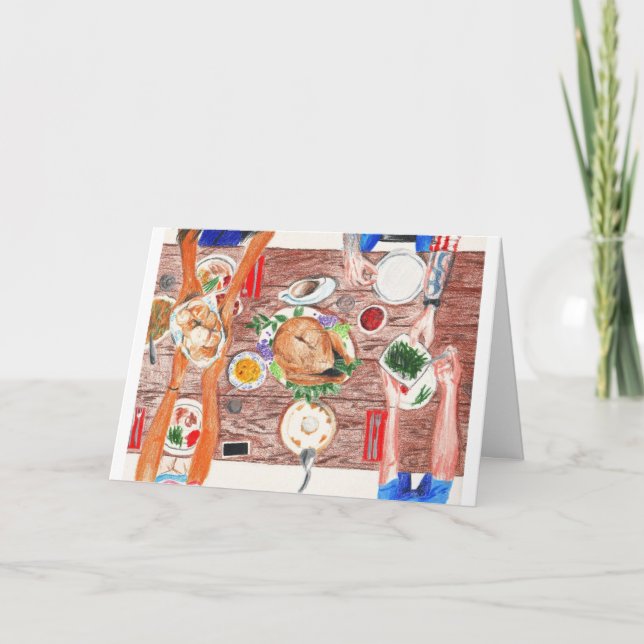 Cartão De Festividades Mesa de Ação de Graças (Frente)