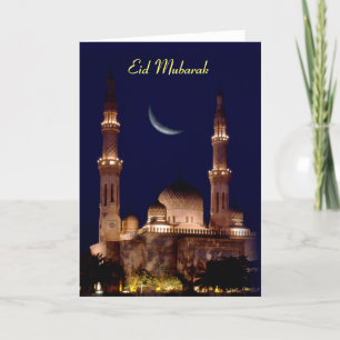 Cartão De Festividades Mesquita e Moon Eid Islâmico