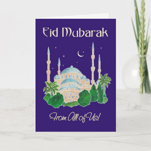 Cartão De Festividades Mesquita por Moonlight Eid Mubarak 'De Todos Nós'