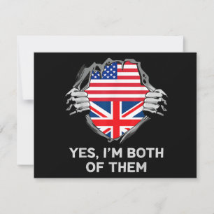 Cartão De Festividades Metade Americano Metade Britânico Bandeira EUA Ing