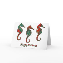 Metallic Christmas Seahorse Trio