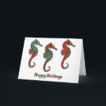 Cartão De Festividades Metallic Christmas Seahorse Trio<br><div class="desc">Christmas with a twist..  tropical themed holiday items for those of us who live in  warmer climates and won't be seeing snow in person for the  holidays. Christmas is a spirit,  not a temperature!</div>