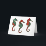 Cartão De Festividades Metallic Christmas Seahorse Trio<br><div class="desc">Christmas with a twist..  tropical themed holiday items for those of us who live in  warmer climates and won't be seeing snow in person for the  holidays. Christmas is a spirit,  not a temperature!</div>
